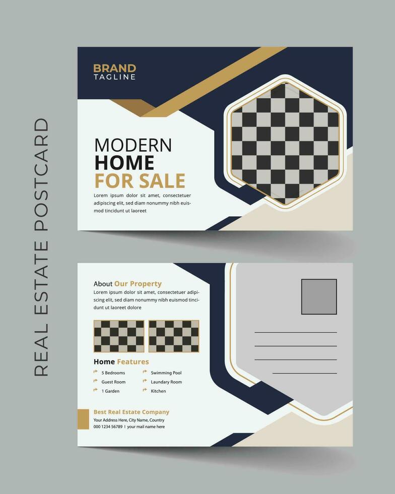 Corporate real estate postcard template design in vector