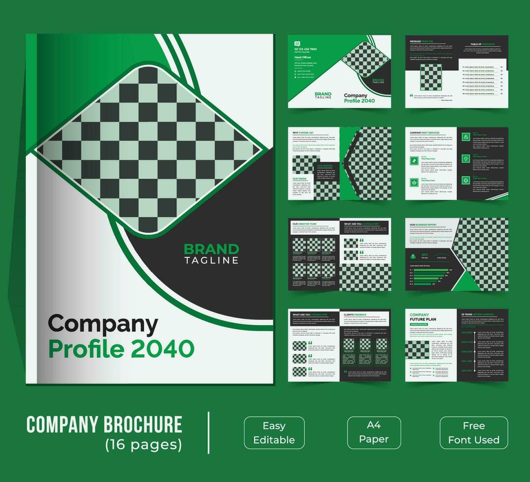 dieciséis paginas bifold empresa perfil modelo diseño vector