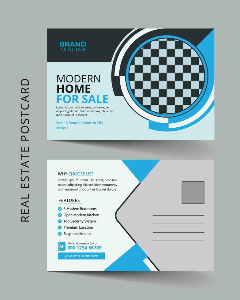 Corporate real estate postcard template design in vector