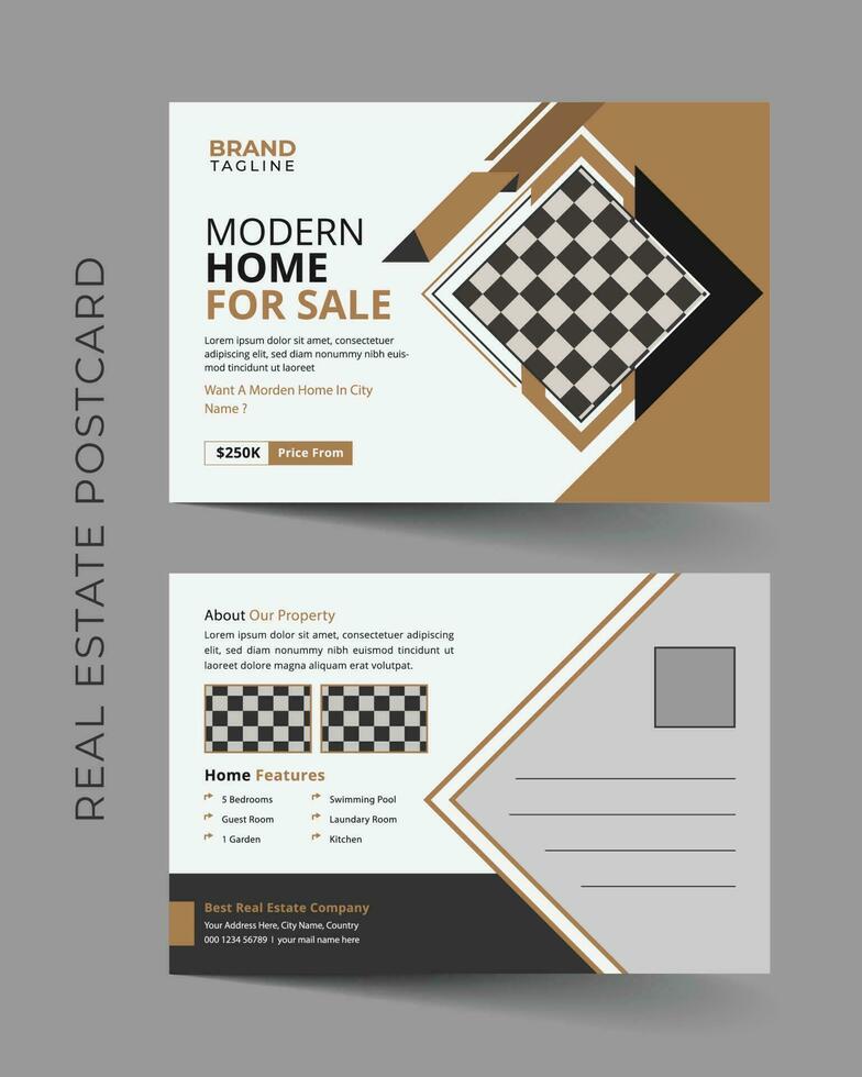 Corporate real estate postcard template design in vector