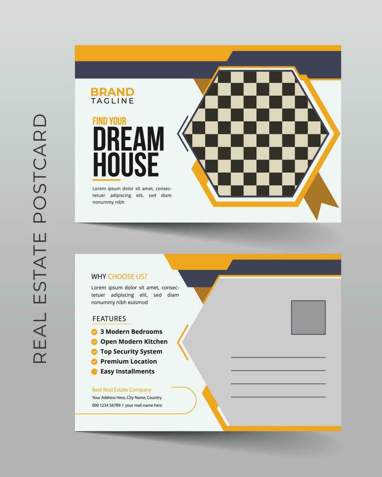 Corporate real estate postcard template design in vector