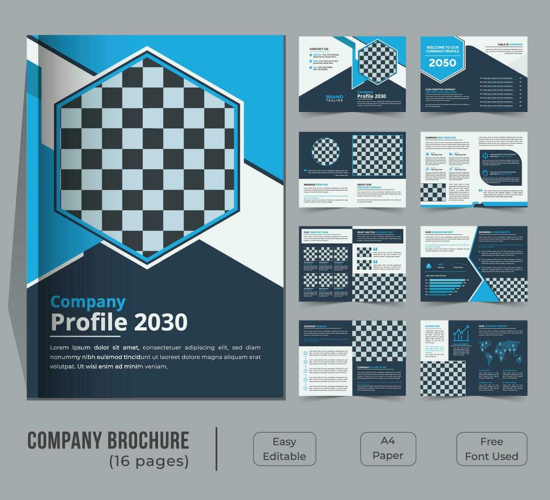 dieciséis paginas bifold empresa perfil modelo diseño vector