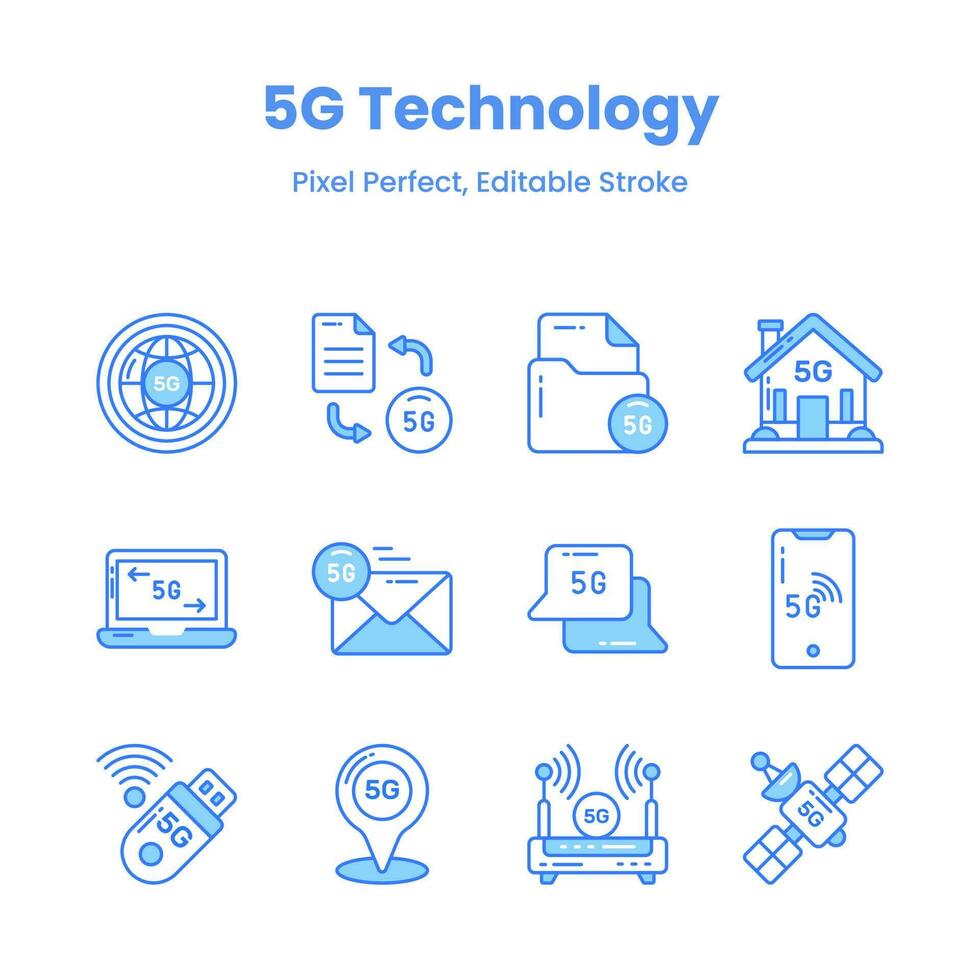 Revolutionize your designs with our 5G Network icons Inspire innovation and convey the essence of advanced technology through a curated collection of captivating vector