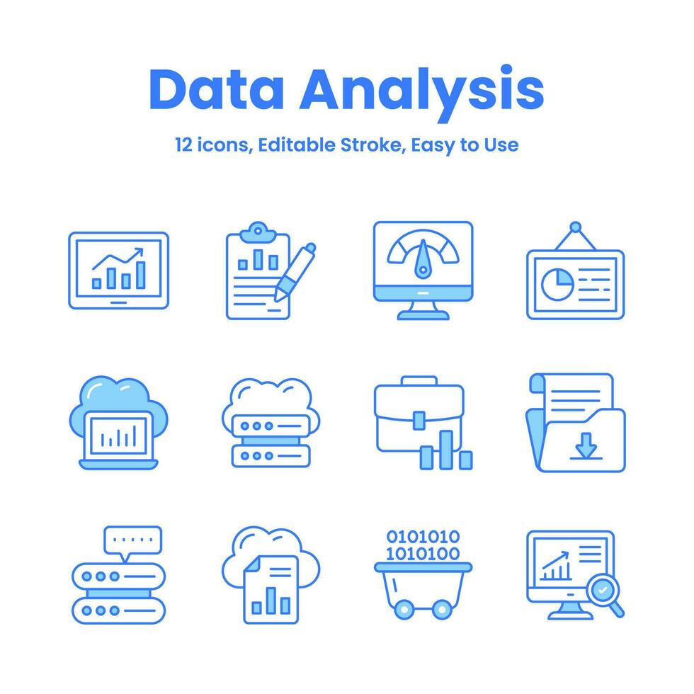 Carefully crafted data analysis and statistics icons, download this premium vectors easy to use