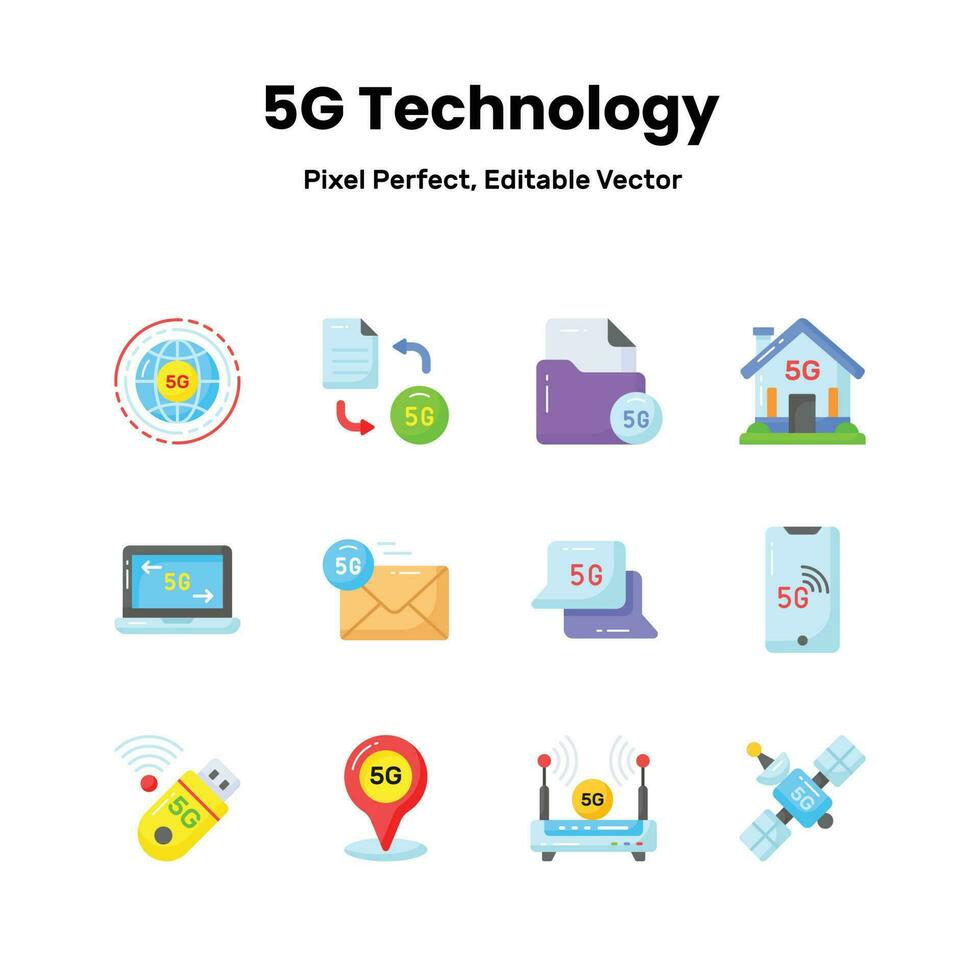 Revolutionize your designs with our 5G Network icons Inspire innovation and convey the essence of advanced technology through a curated collection of captivating vector