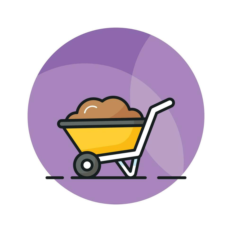 Trendy icon of wheelbarrow in modern style, dirt carrier vector, farming equipment vector