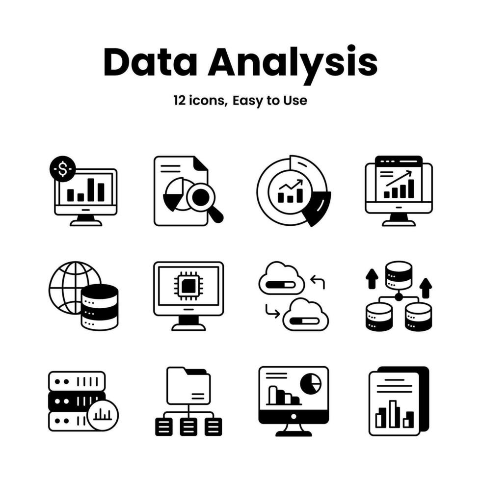 Carefully crafted data analysis and statistics icons, download this premium vectors easy to use