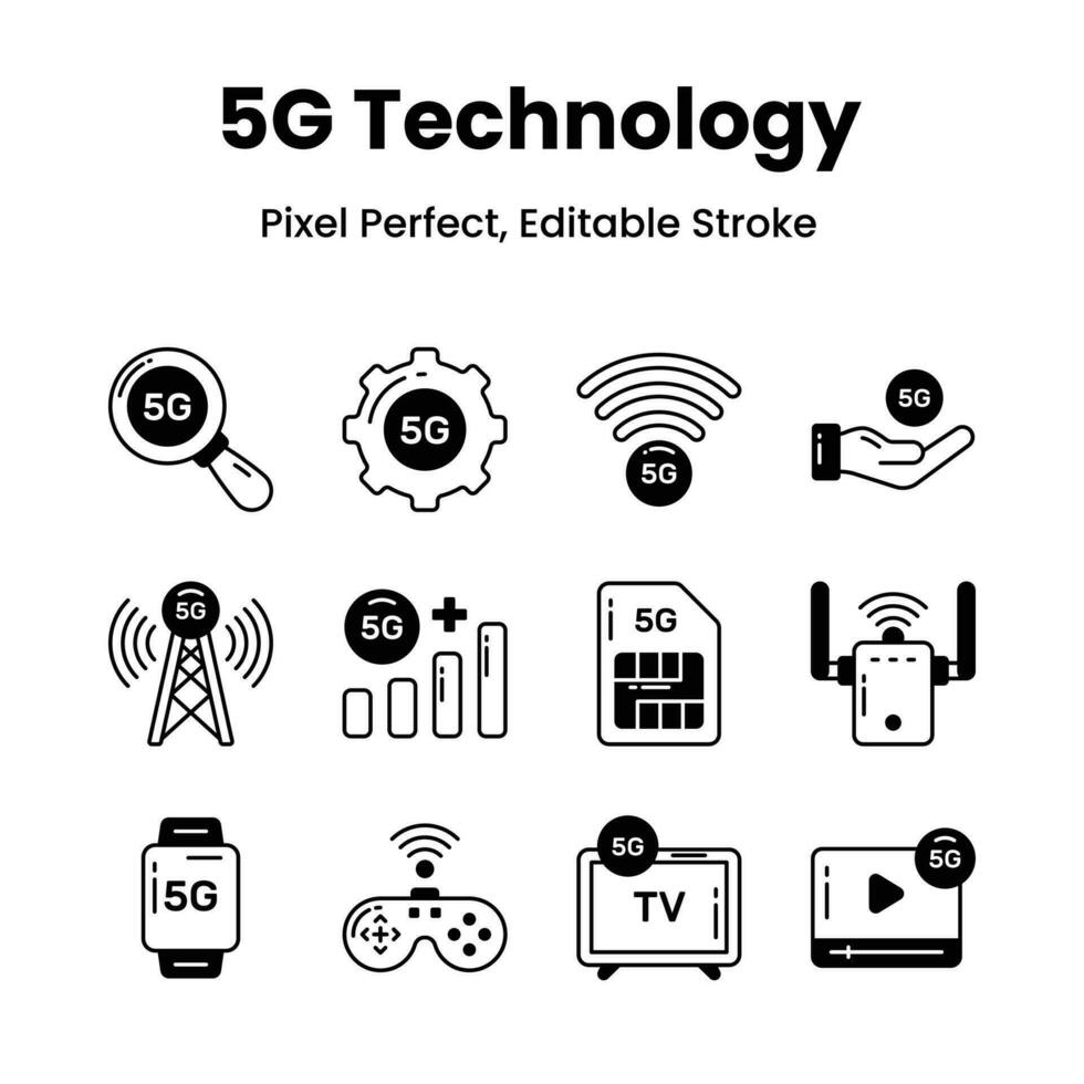 transformar tu proyectos con nuestra 5g red íconos añadir un toque de sofisticación y transmitir el promesa de velocidad del rayo conectividad a cautivar tu audiencia vector