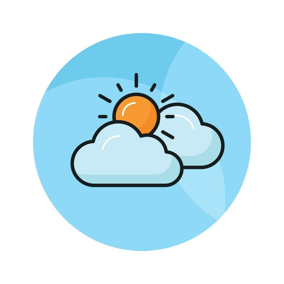 Sun with clouds denoting concept vector of weather in trendy style, premium icon