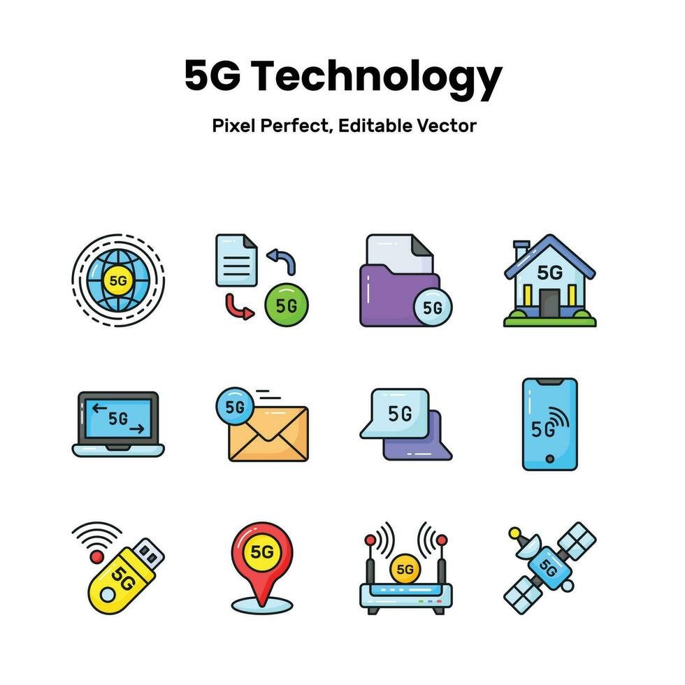 Revolutionize your designs with our 5G Network icons Inspire innovation and convey the essence of advanced technology through a curated collection of captivating vector