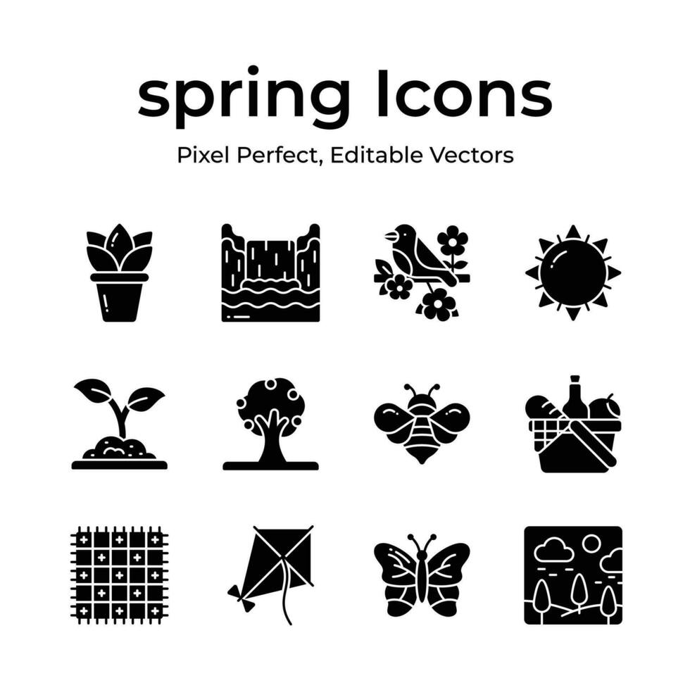 Beautifully designed spring vectors, farming, gardening and agriculture icons set vector