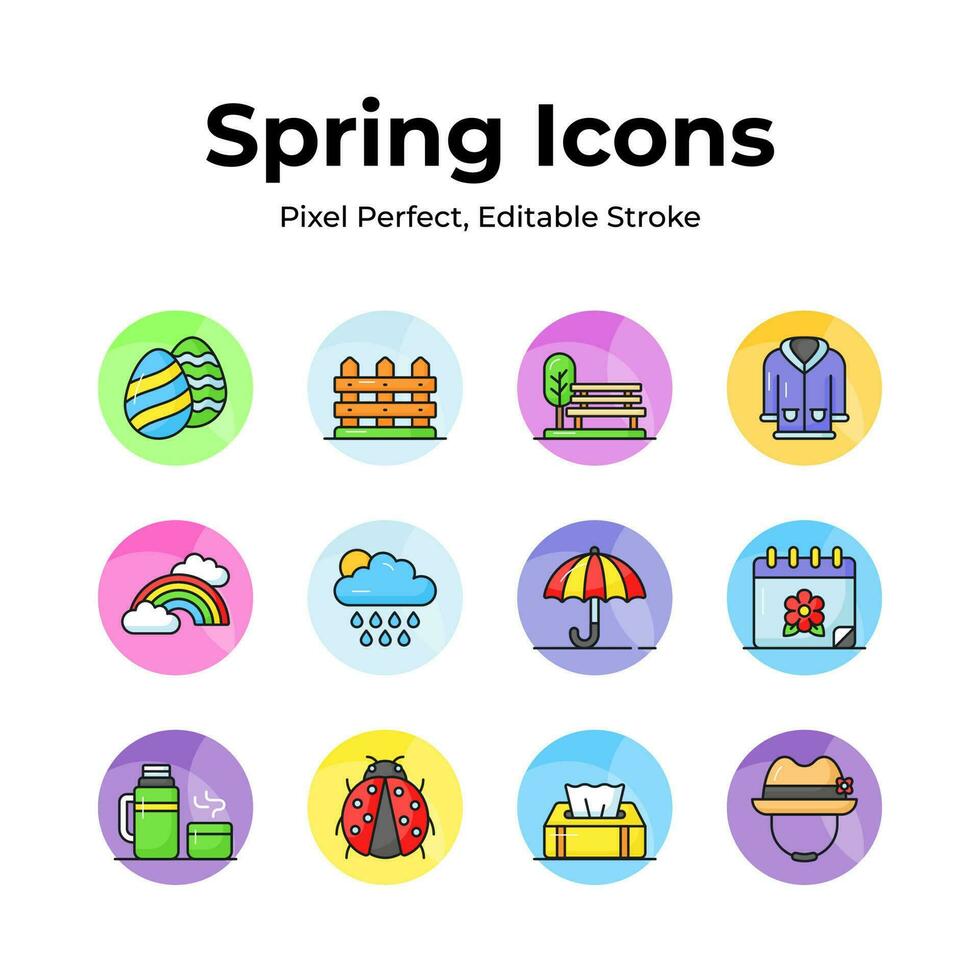 Carefully designed spring vectors, farming, gardening and agriculture icons set vector