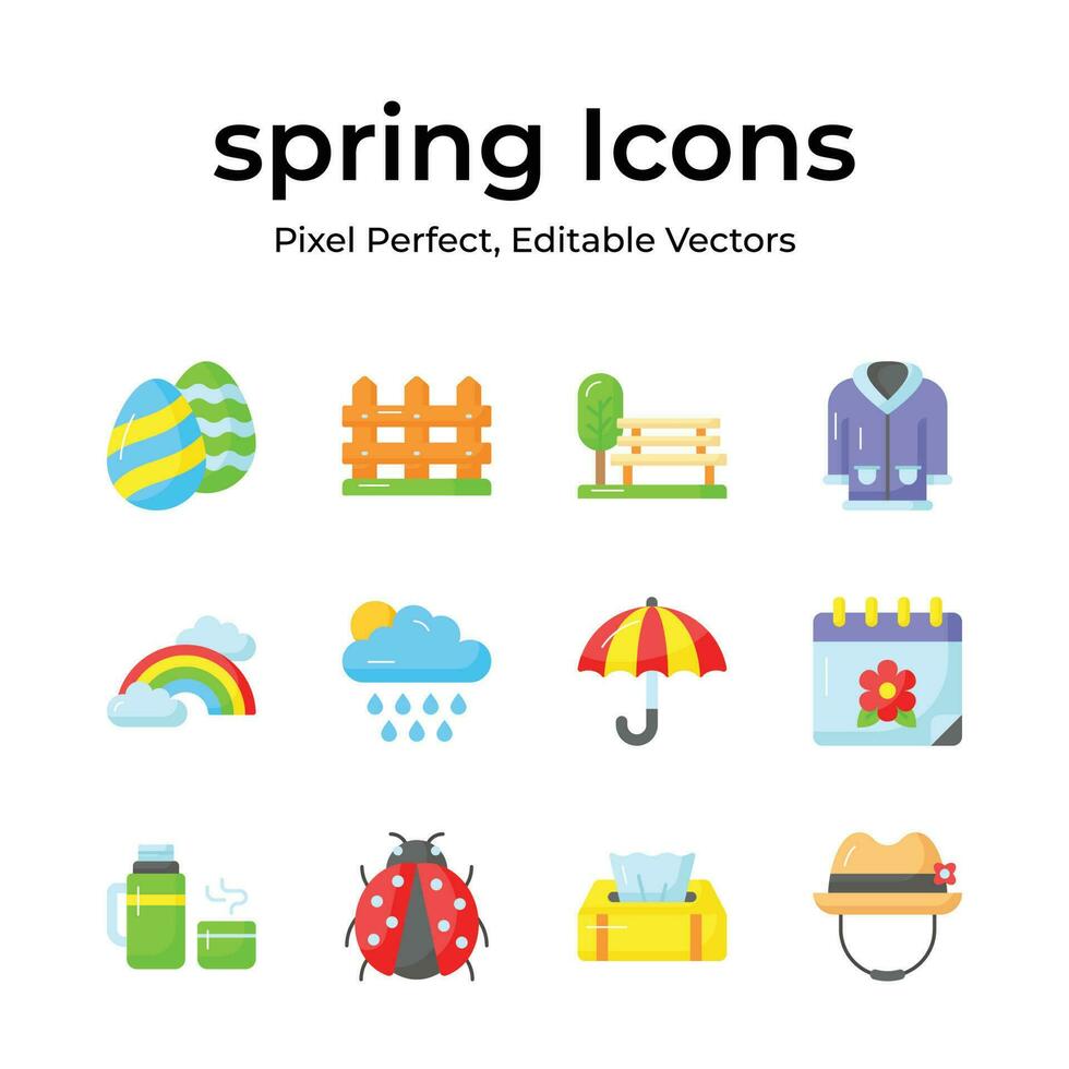 Carefully designed spring vectors, farming, gardening and agriculture icons set vector
