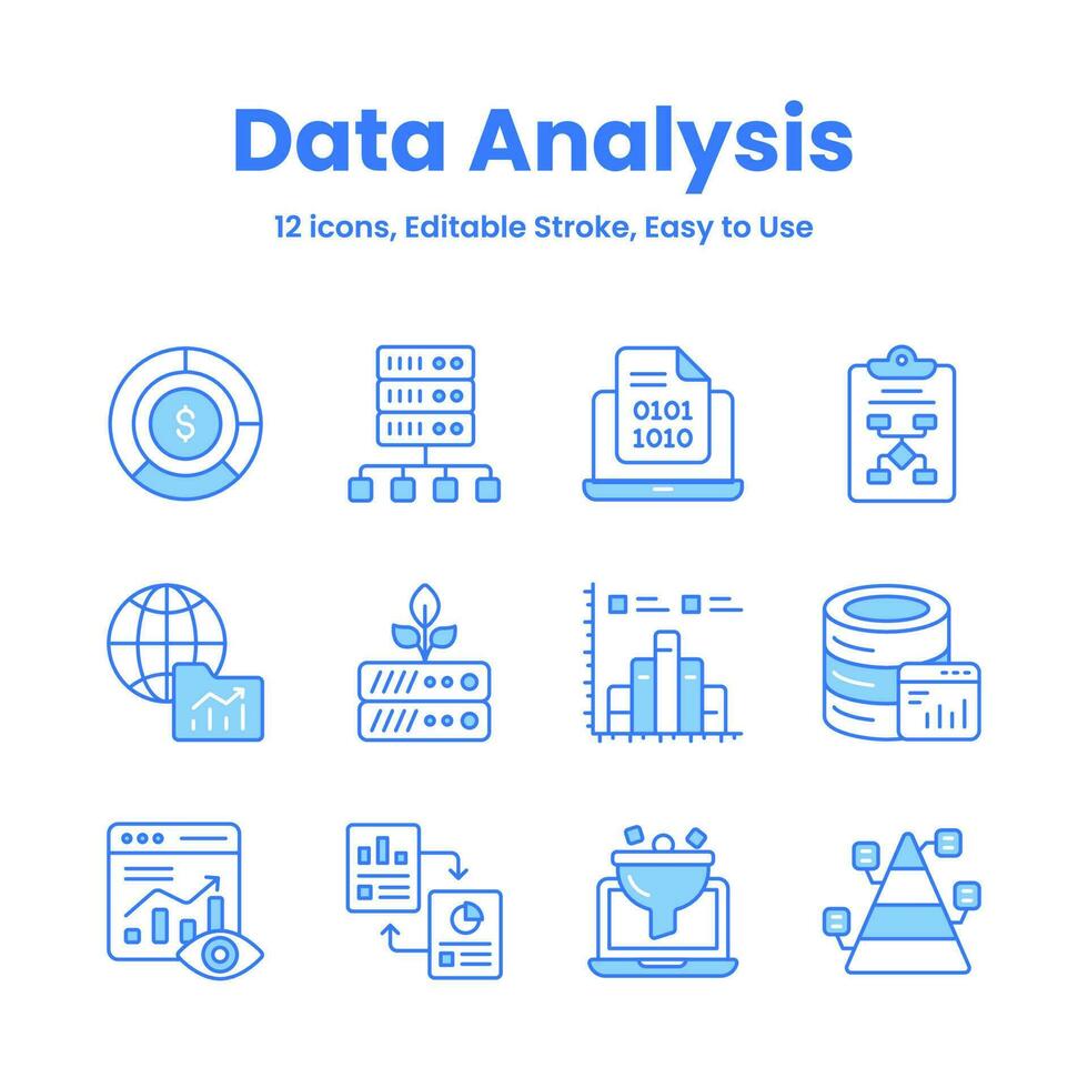 Carefully crafted data analysis and statistics icons, download this premium vectors easy to use