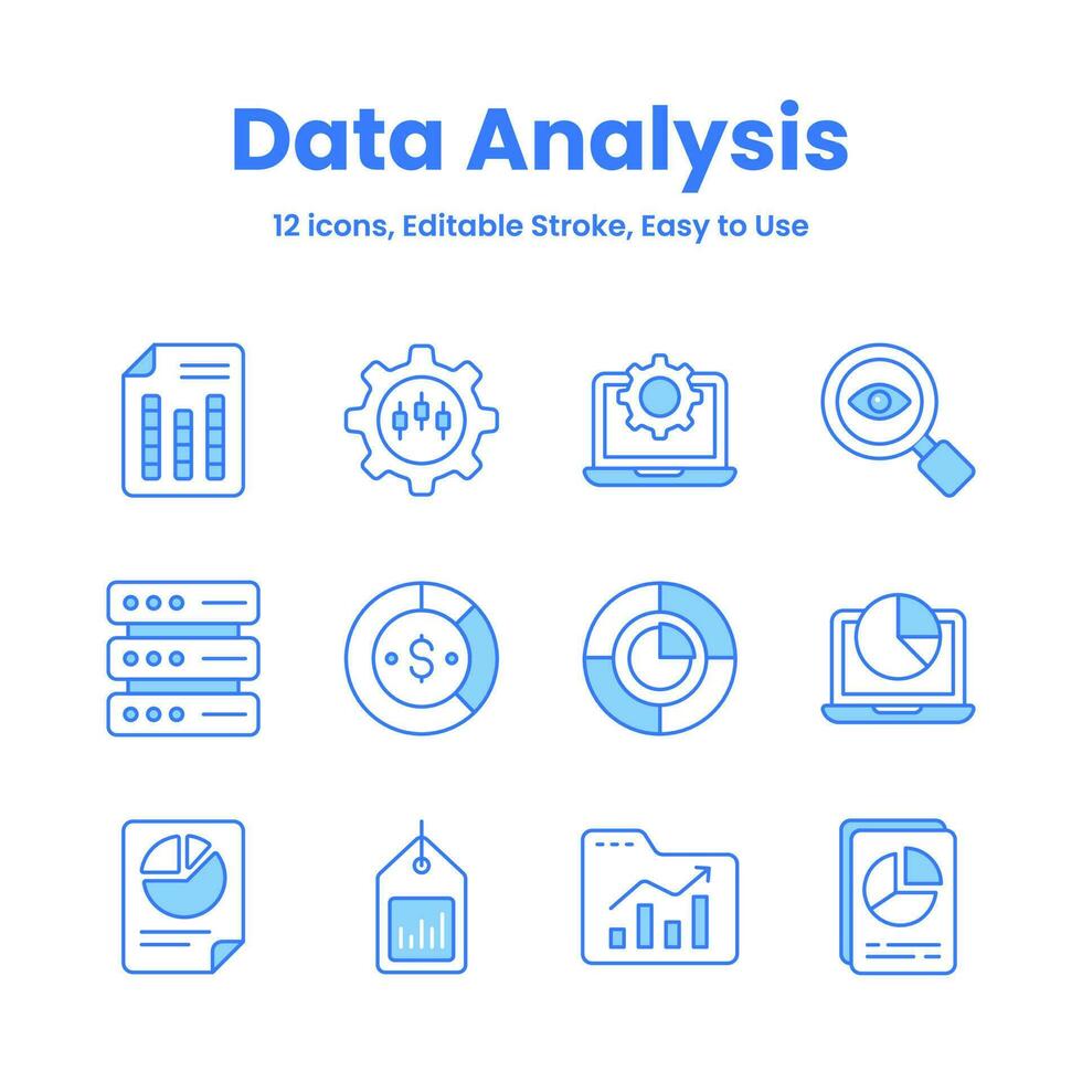 Carefully crafted data analysis and statistics icons, download this premium vectors easy to use