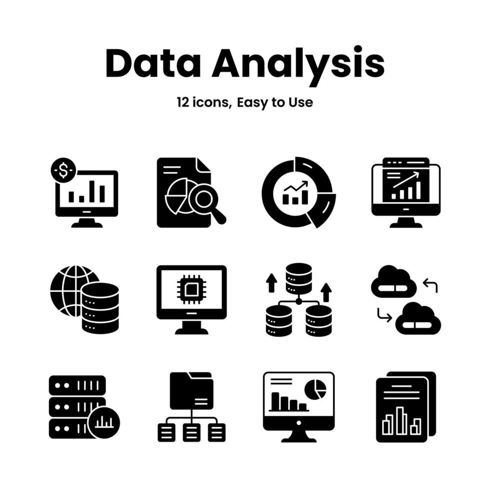 Carefully crafted data analysis and statistics icons, download this premium vectors easy to use