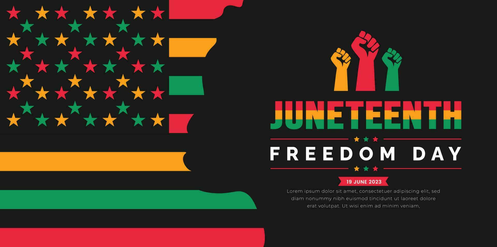 diecinueve de junio libertad día Estados Unidos bandera fondo, bandera, tarjeta, póster con tipografía diseño. africano americano independencia día fondo, día de libertad y emancipación. 19 junio. vector. vector