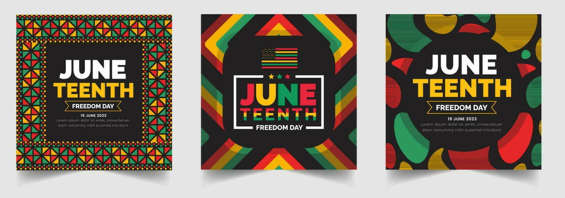 Juneteenth Freedom Day social media post banner,  background, banner, card, poster with typography design. African American Independence Day background, Day of freedom and emancipation. 19 June. vector