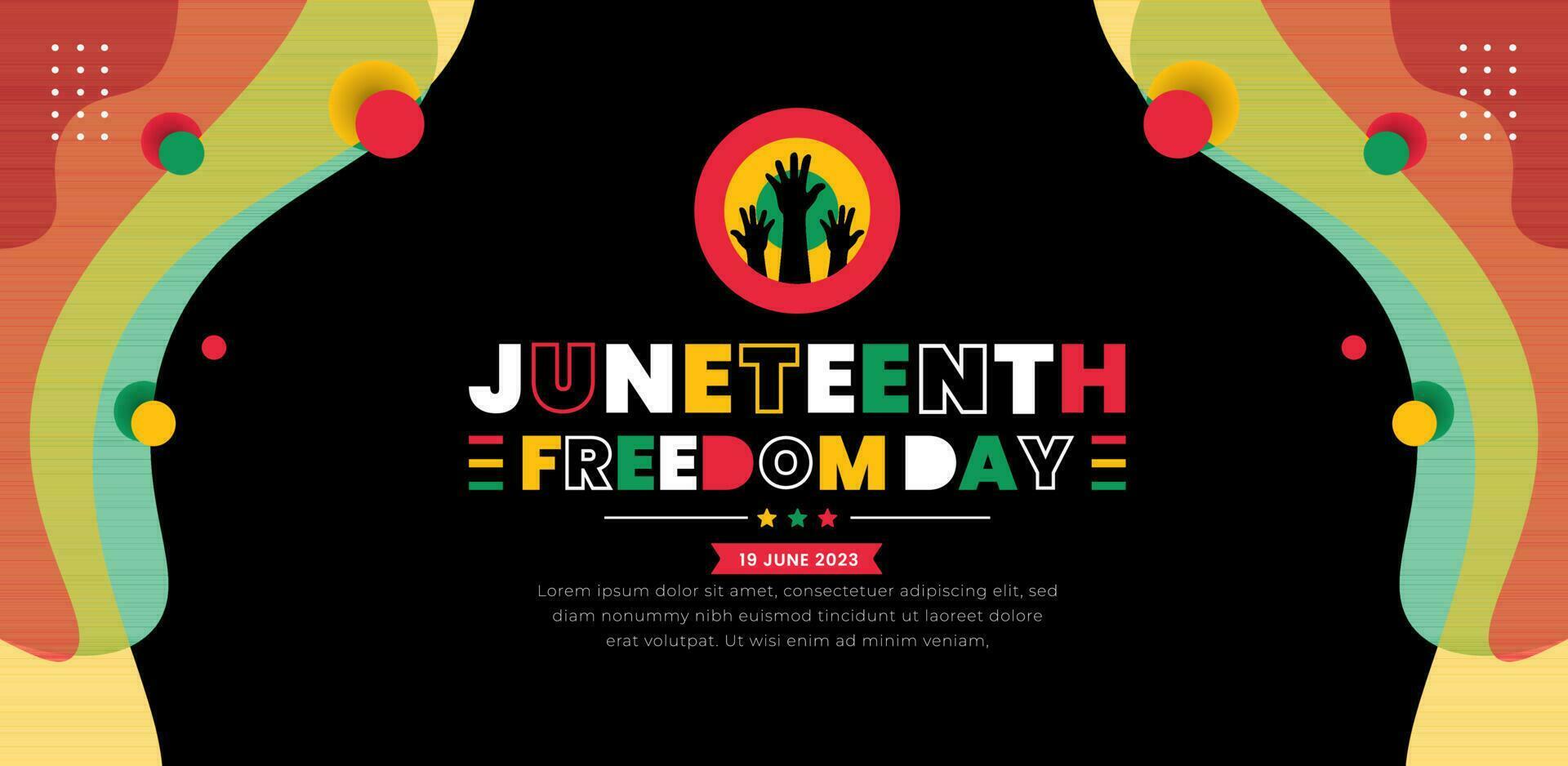 diecinueve de junio libertad día modelo para fondo, bandera, tarjeta, póster con tipografía diseño. africano americano independencia día fondo, día de libertad y emancipación. 19 junio. vector. vector