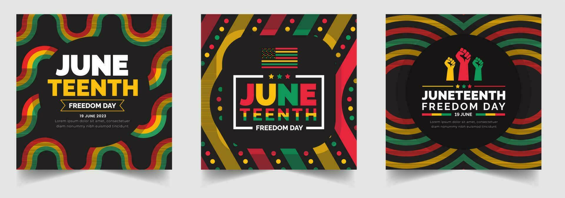 diecinueve de junio libertad día social medios de comunicación enviar bandera, fondo, bandera, tarjeta, póster con tipografía diseño. africano americano independencia día fondo, día de libertad y emancipación. 19 junio. vector