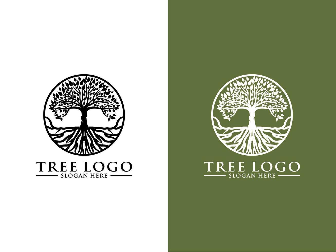 Tree Logo vector, Circle Tree Logo design template vector