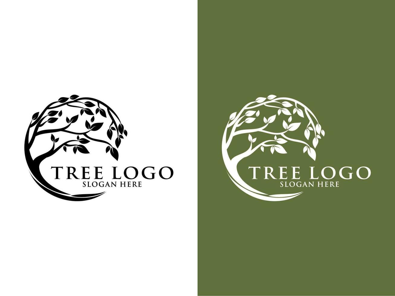 Tree Logo vector, Circle Tree Logo design template vector