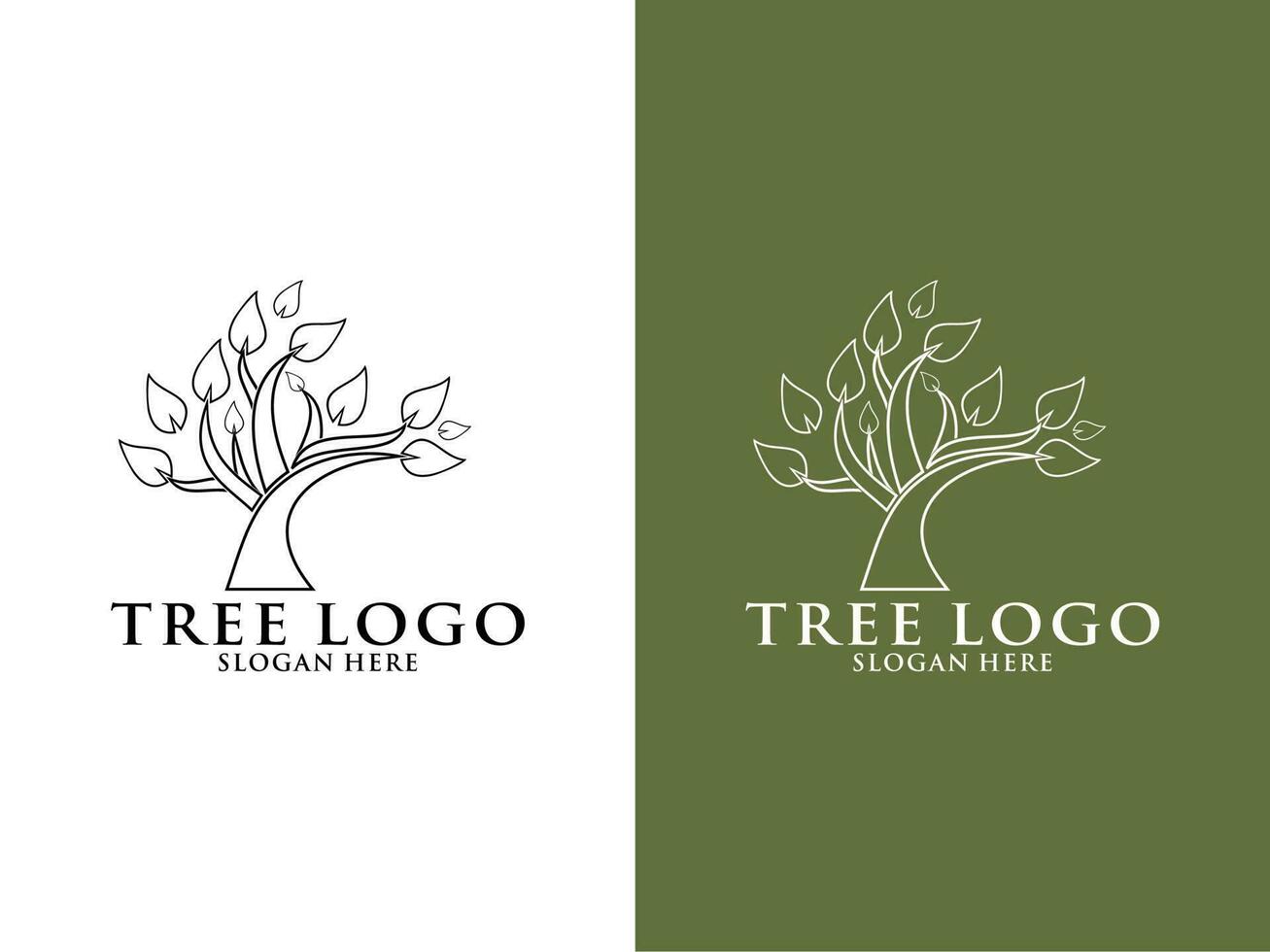 Tree Logo vector, Abstract Tree Line Logo design template vector