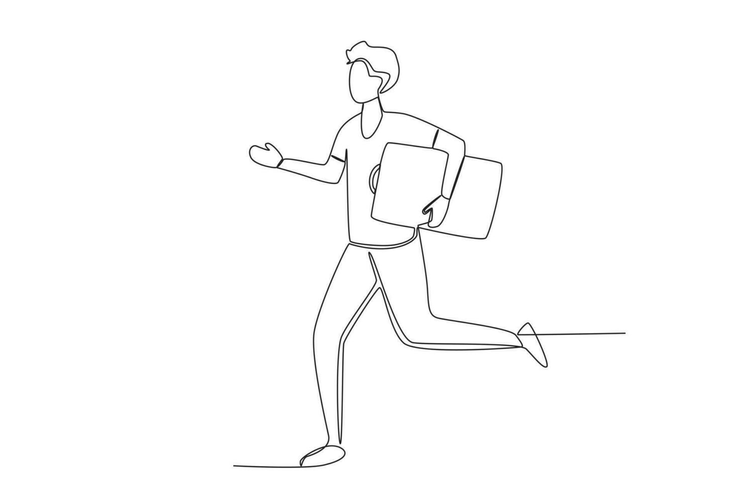 A man ran carrying a suitcase vector