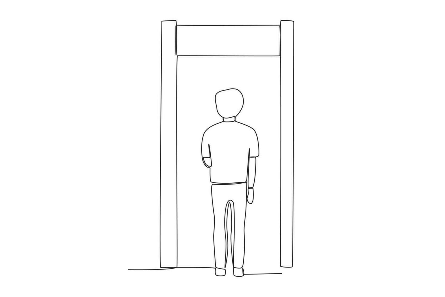 A man stands at the body scanner vector