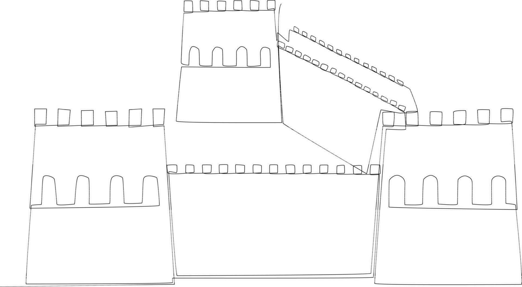 Great Wall of China line art vector