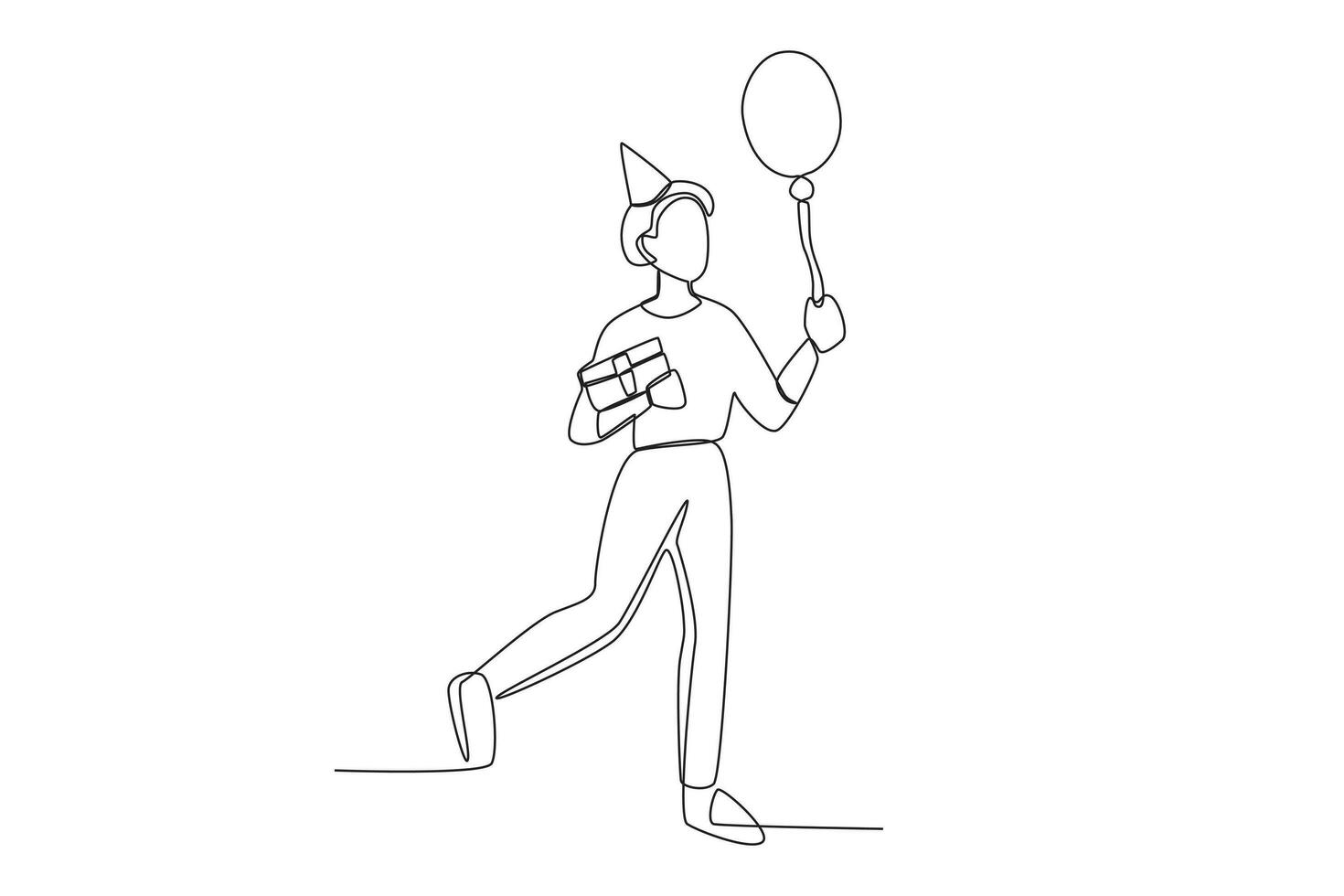 A woman holding a balloon and a birthday gift vector