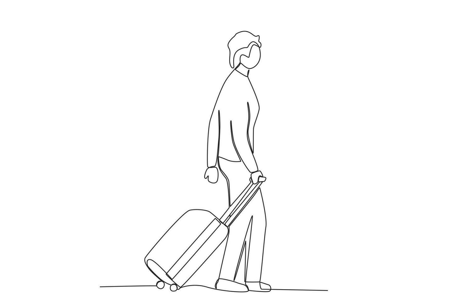 A man carries a suitcase at the airport vector