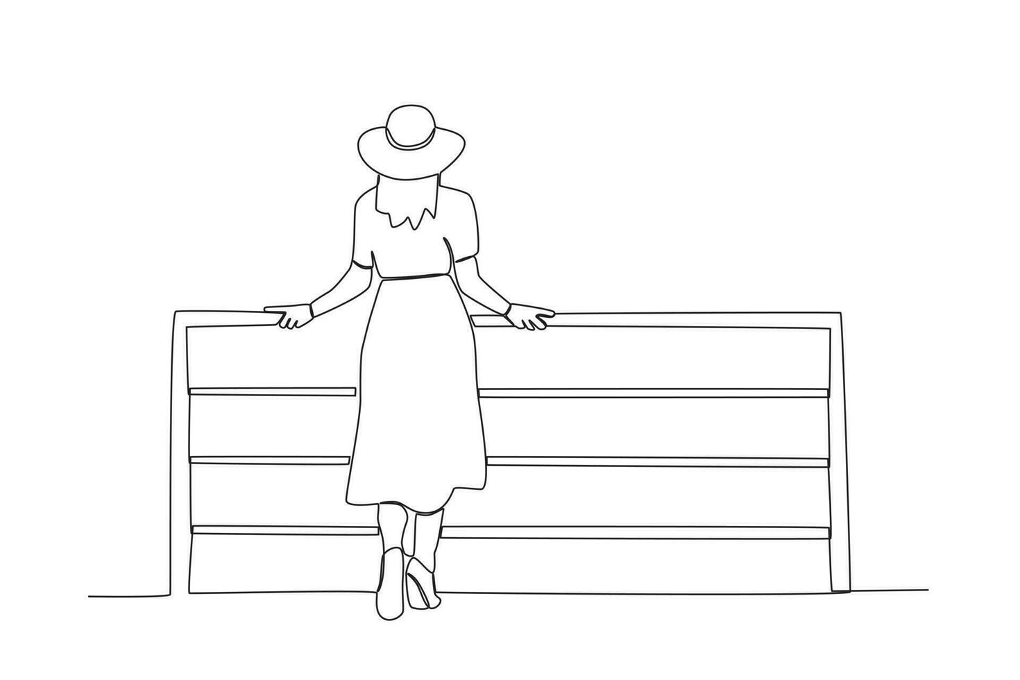 Rear view of a woman standing in a boat vector