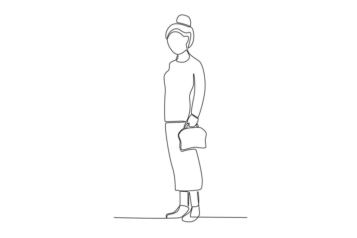 A woman carrying a handbag at the station vector