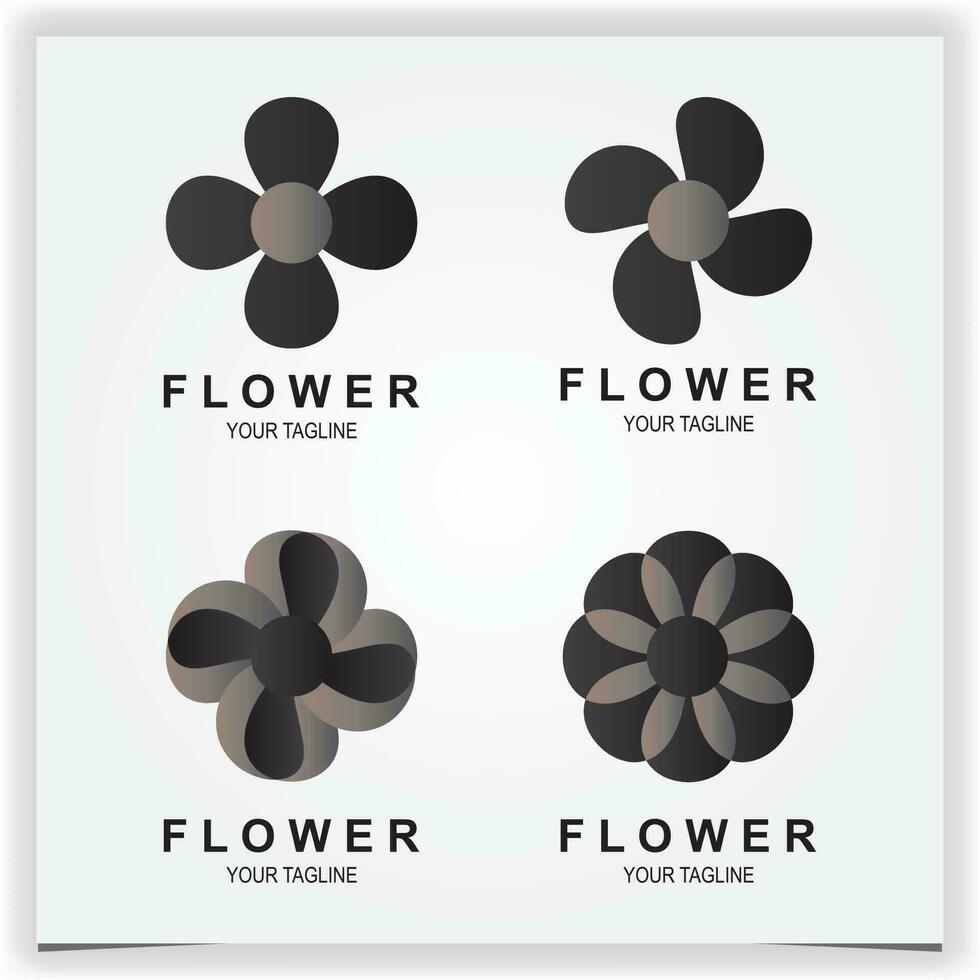 set luxury black flower logo premium elegant template vector eps 10