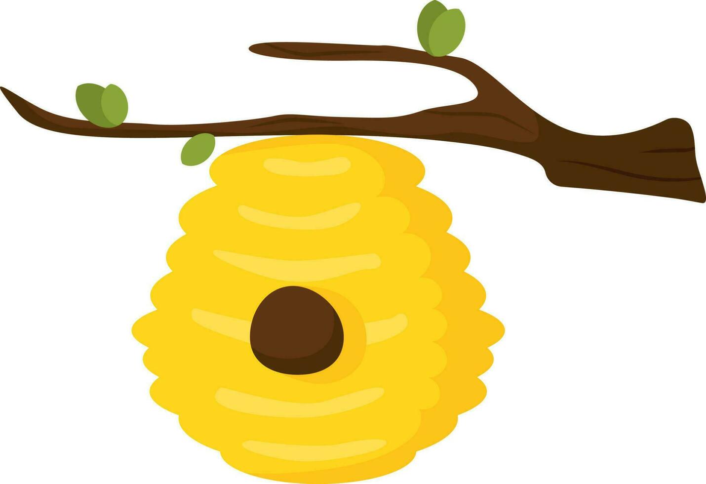 vector illustration, a beehive hanging on a tree branch, a bright illustration for children's educational games