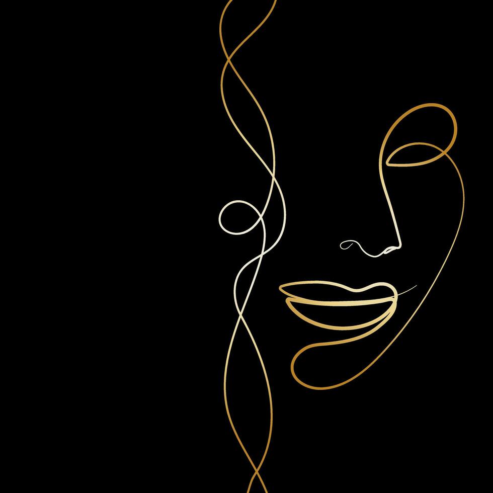 Beautiful background with a gold pattern in one line vector