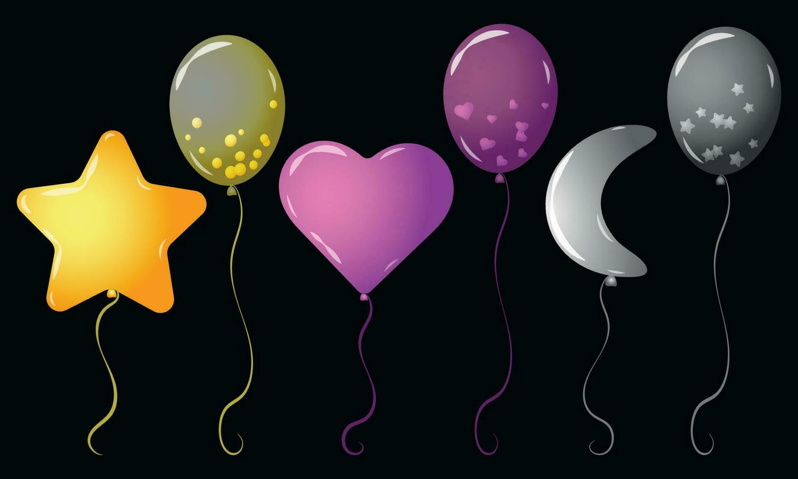 A set of balloons of different shapes vector