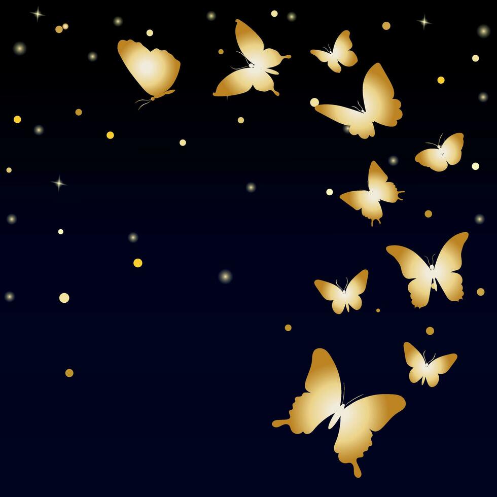 Beautiful background with golden butterflies vector