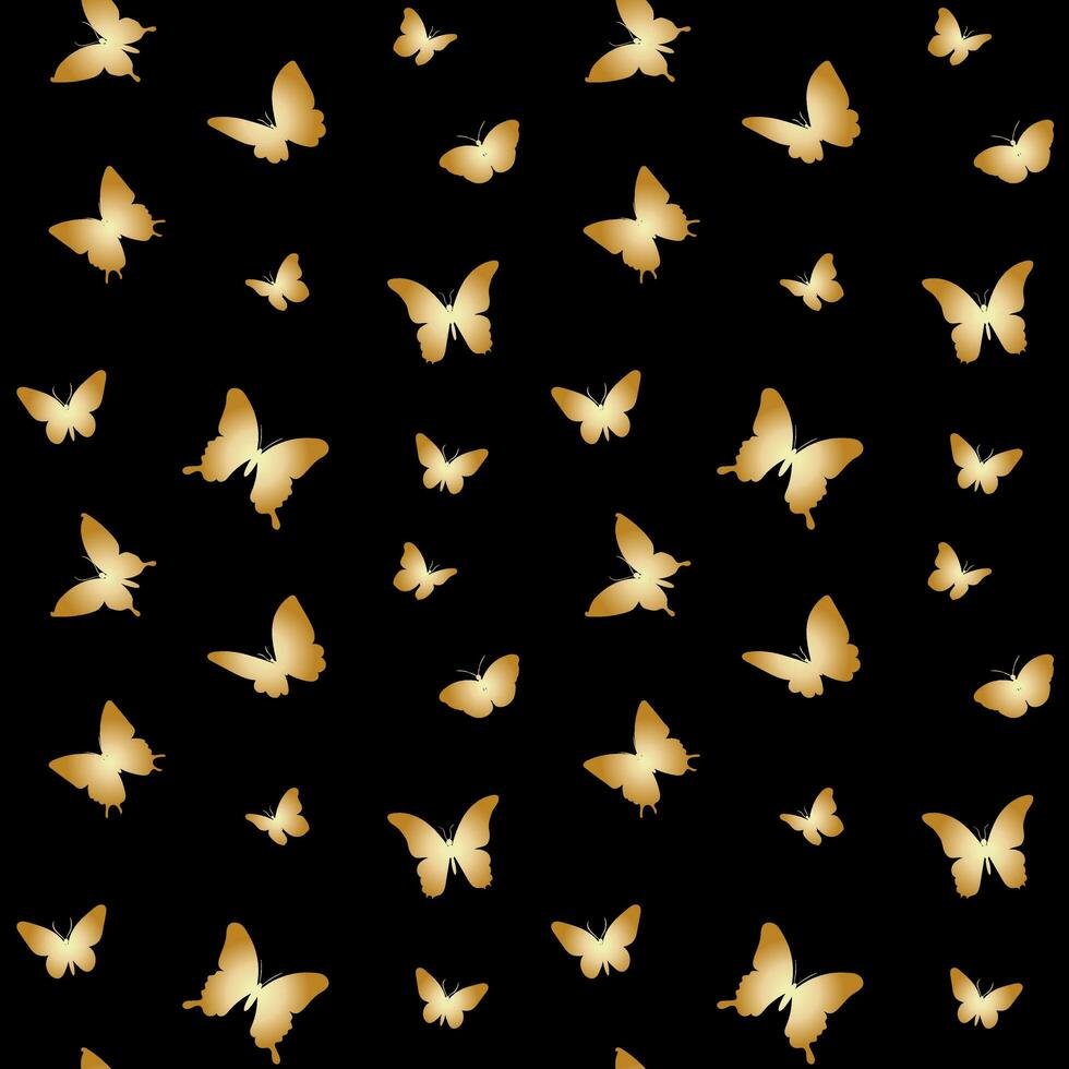 Seamless pattern with golden butterflies vector