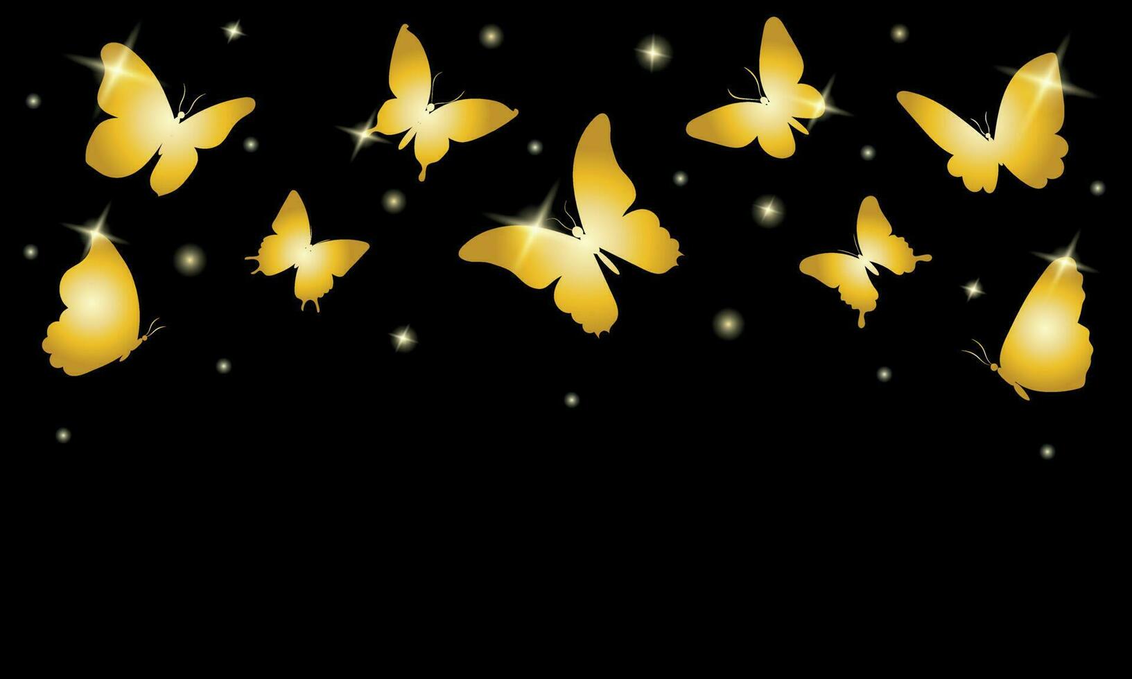 Beautiful background with golden butterflies vector