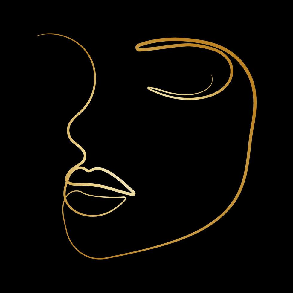 Beautiful background with a gold pattern in one line vector