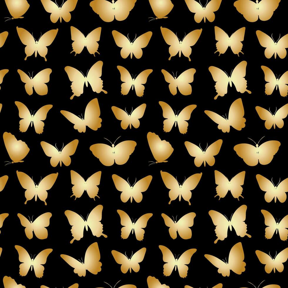 Seamless pattern with golden butterflies vector