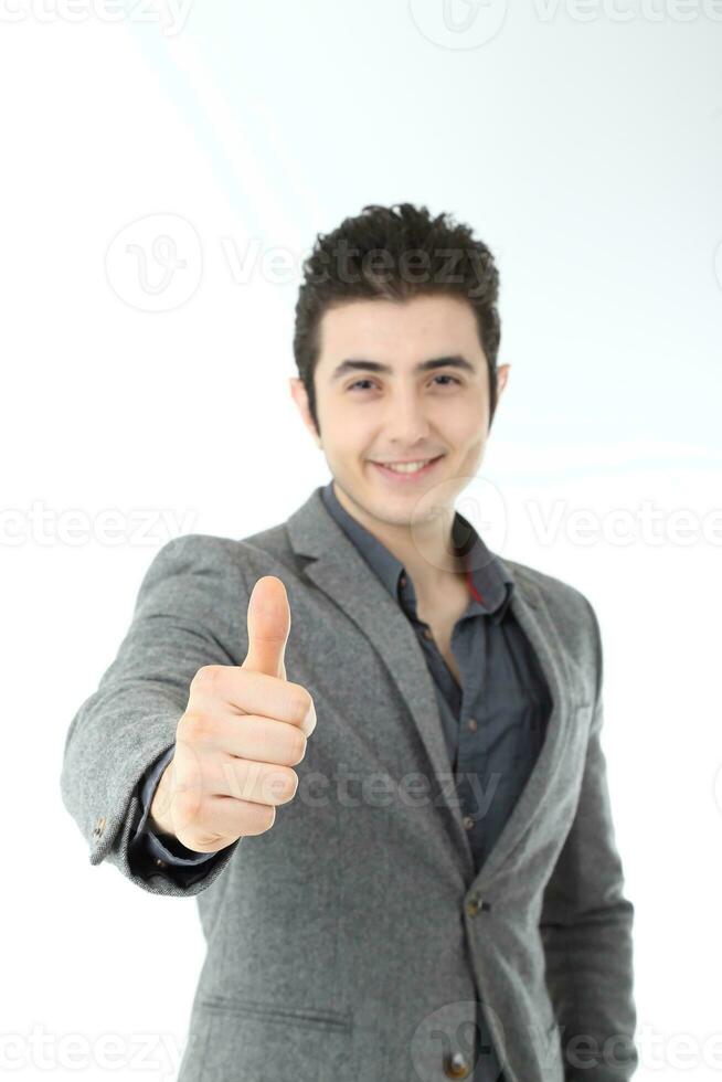Young man formal casual suit office business photo