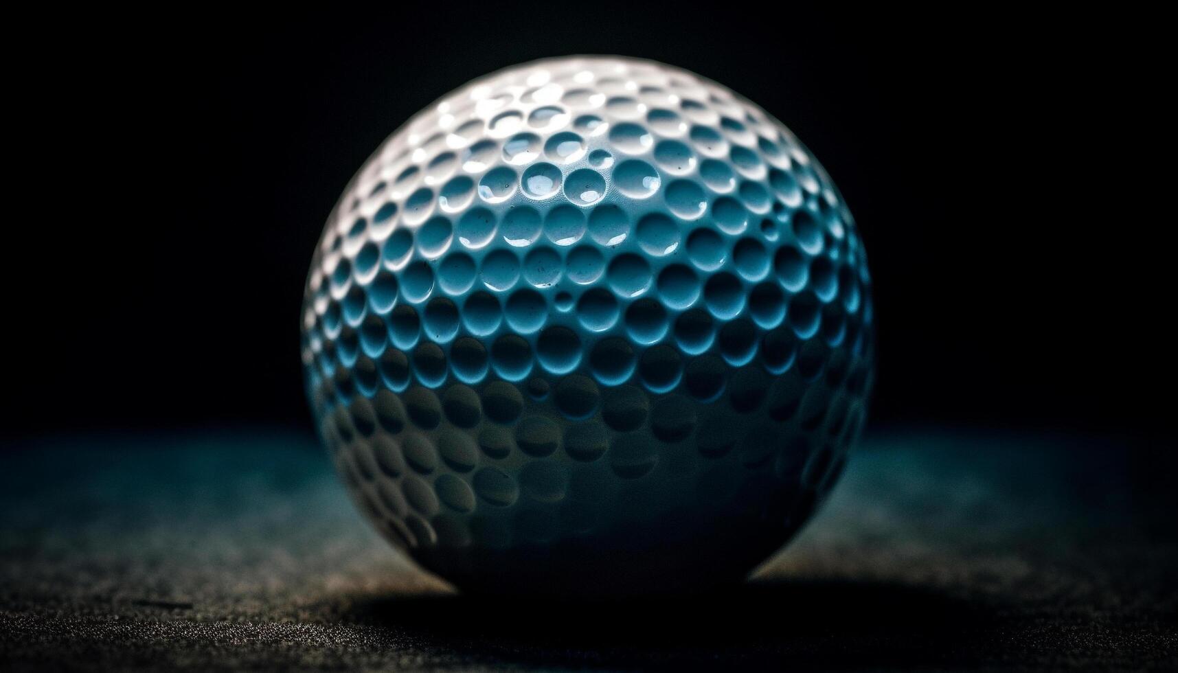 Bright golf ball on tee, shadowed by club curve generated by AI photo