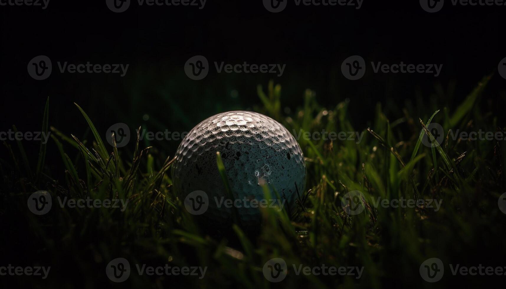 brillante verde golf pelota golpes brillante césped en golf curso generado por ai foto