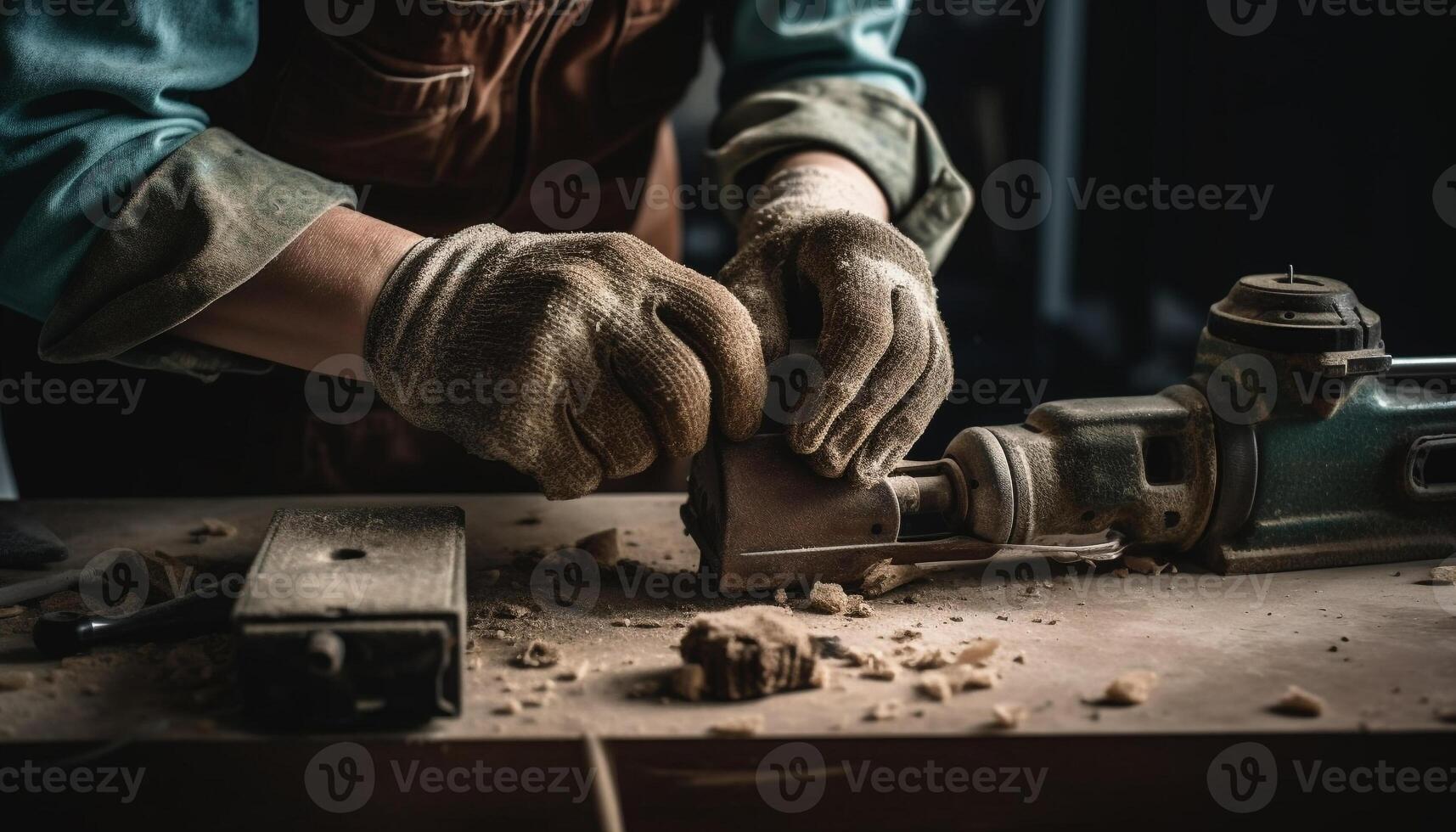 Caucasian carpenter holding plank with expertise in woodworking industry generated by AI photo