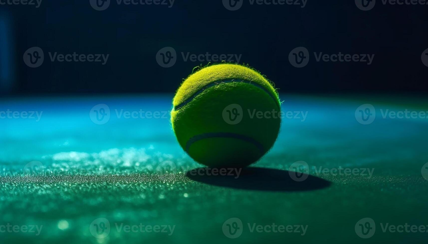 Selective focus on tennis ball, success in competitive sport generated by AI photo