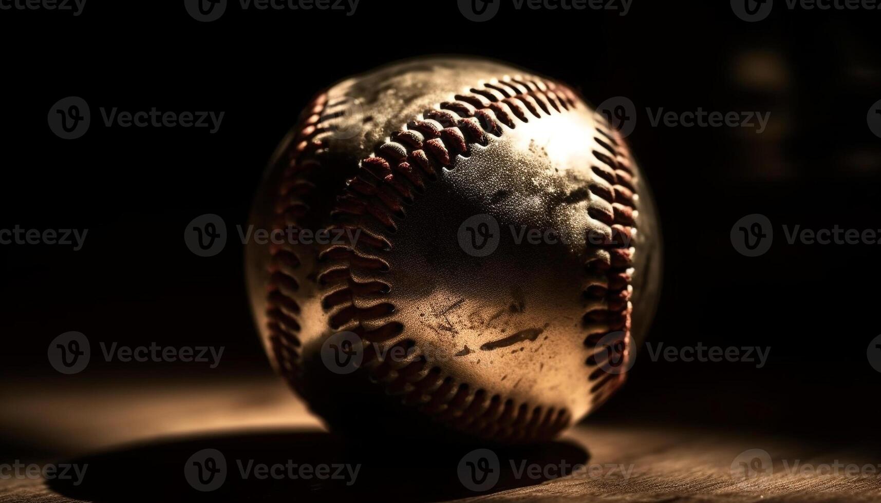 Old baseball glove and bat, memories of childhood activity generated by AI photo
