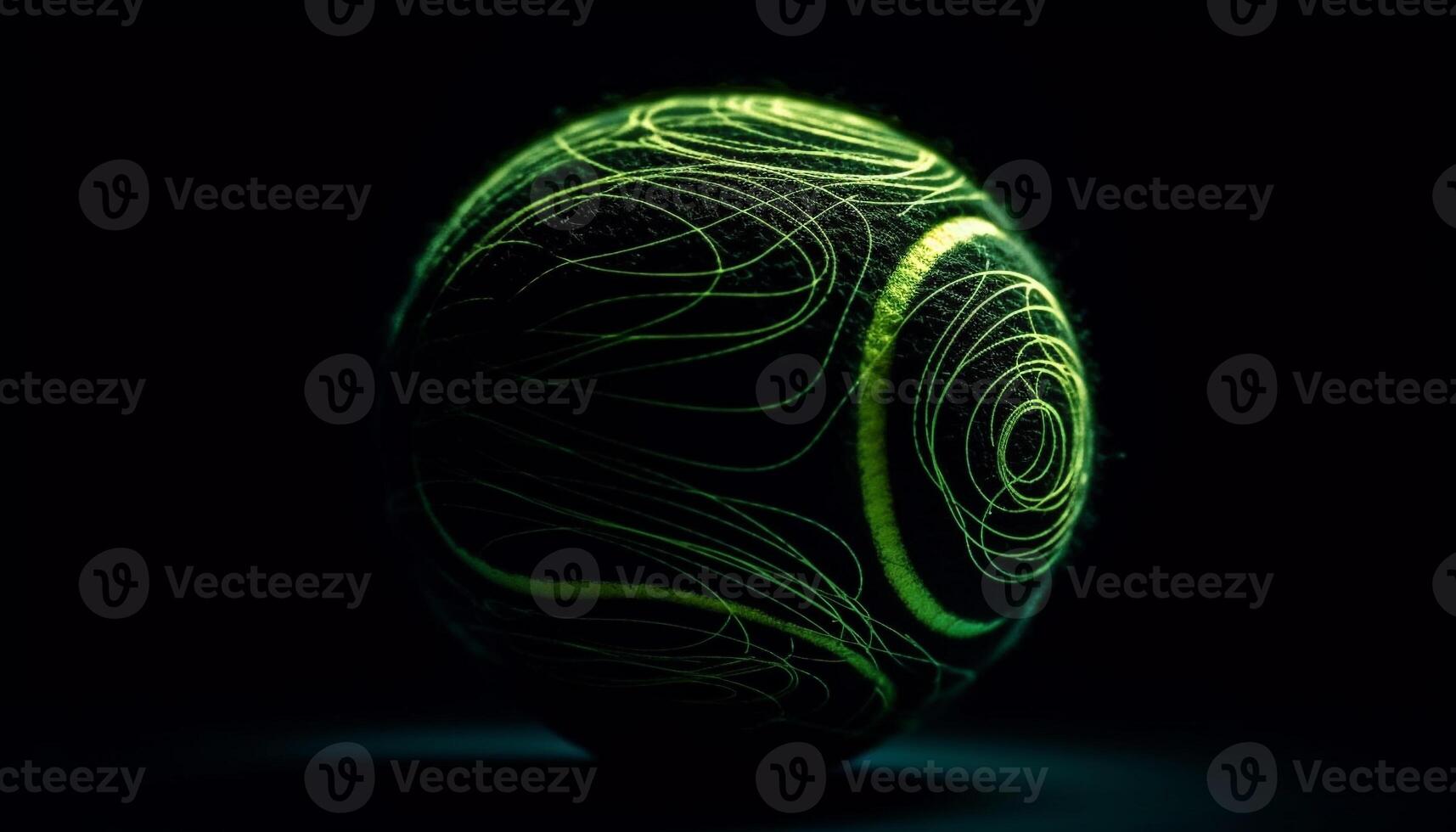 Glowing sphere igniting vibrant colors in dark abstract backdrop generated by AI photo
